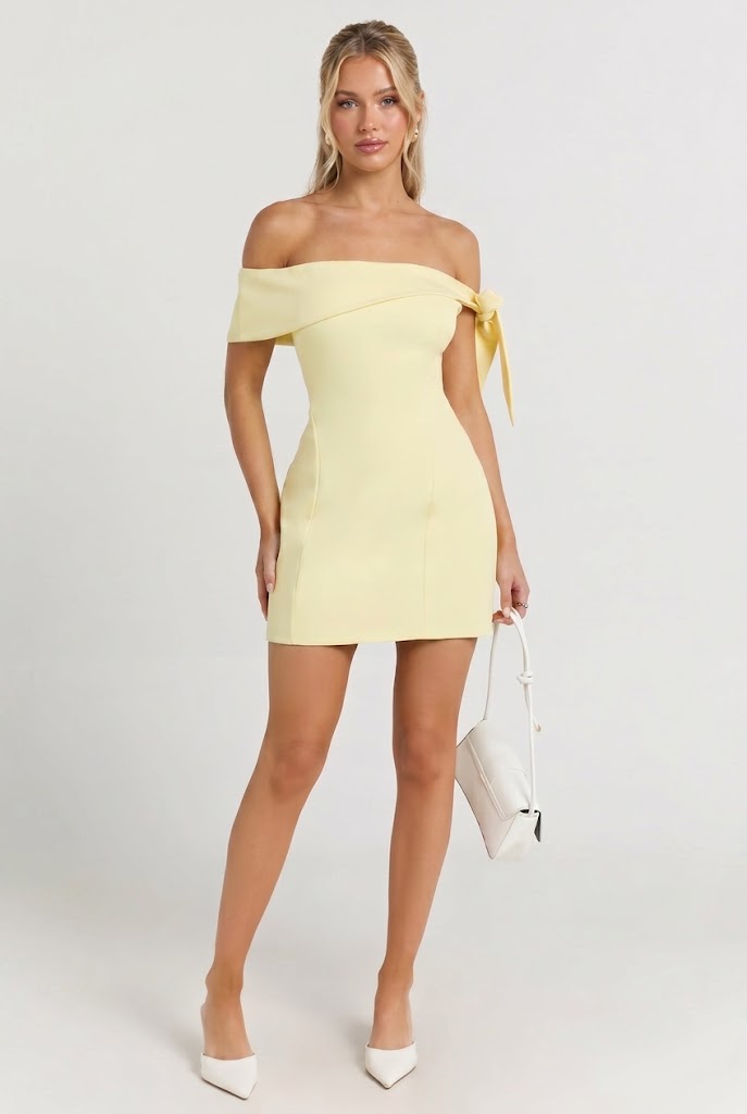 lemon yellow mini dress Cake at Noon – Lithologie Co Size:UK 12 End Use 1-SUB:Elevated Daywear Whether you’re headed to @Caroline Bankston wears the