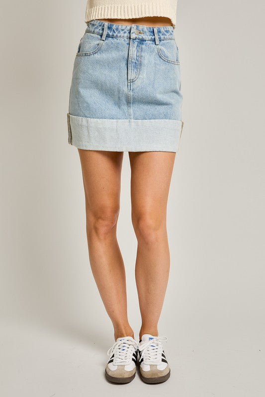 High waisted denim mini skirt deals