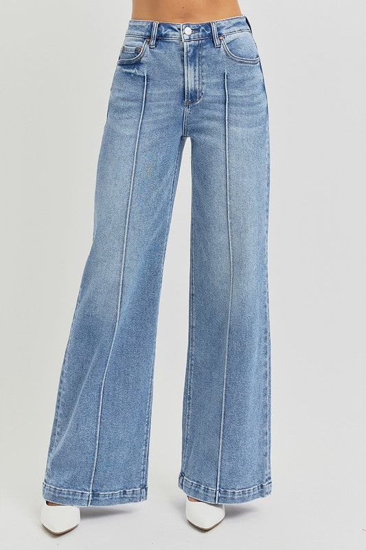 Kyleen High Waisted Pintuck Wide Leg Jeans – Lithologie Co.