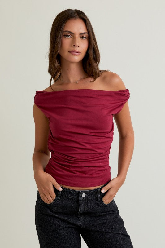 Side Drape Off-Shoulder Top – Lithologie
