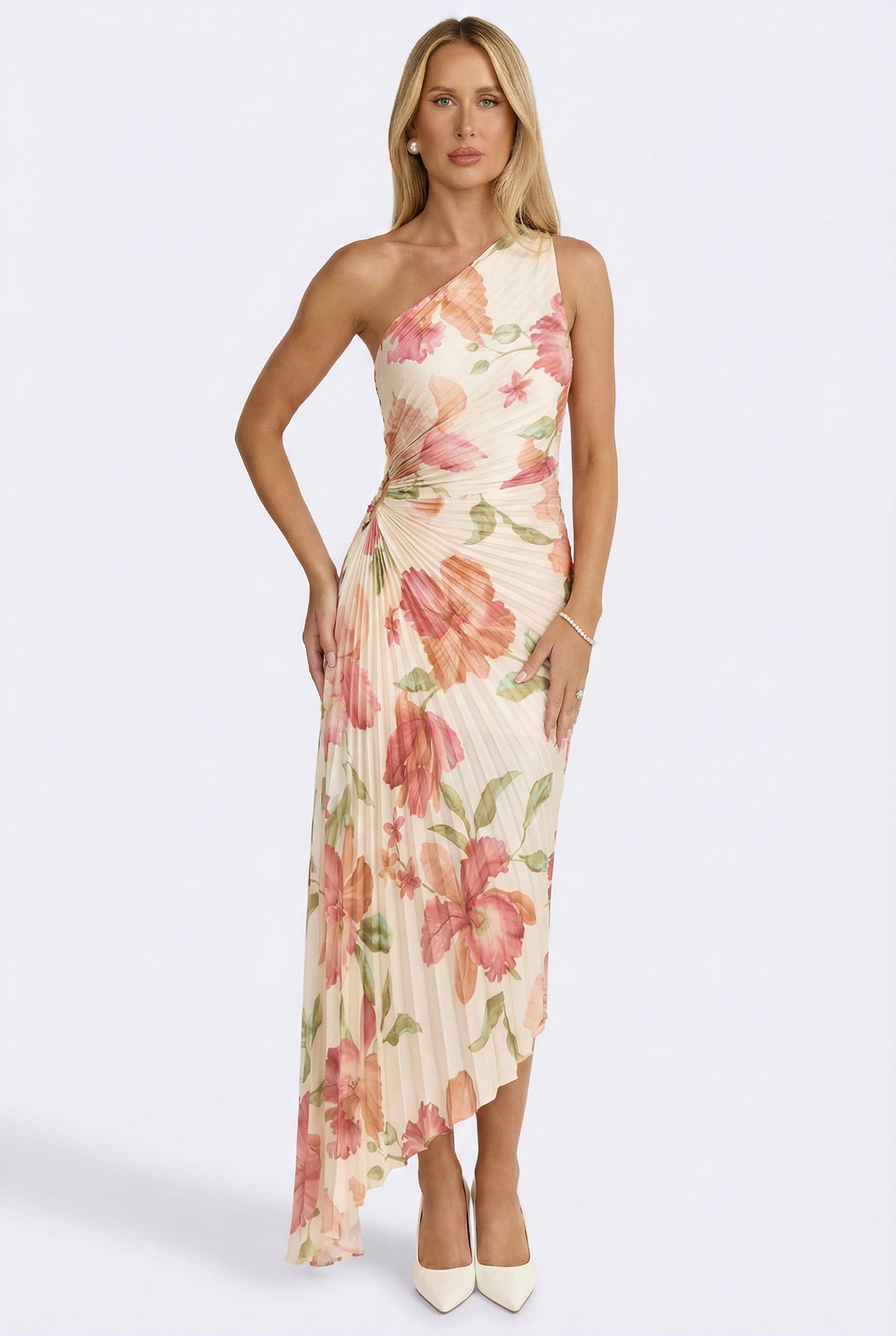 Coral Garden Asymmetrical Pleated Maxi Dress Lithologie Co. Coral Garden Asymmetrical Pleated Maxi Dress Lithologie Co.