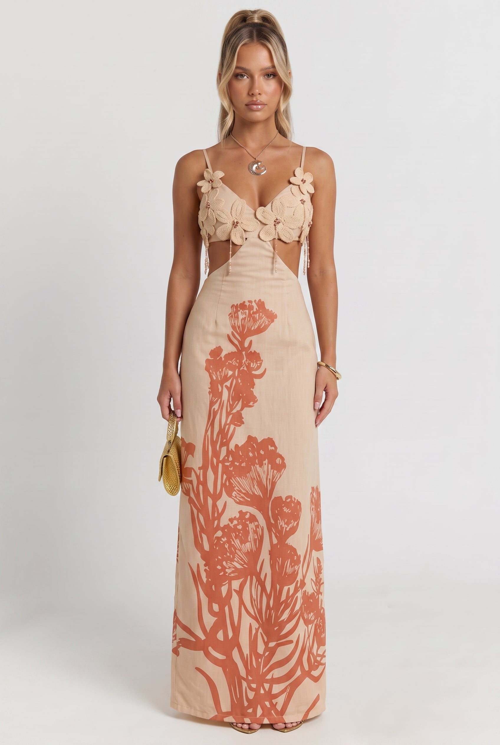 terracotta maxi dress Sunset – Lithologie Co blancdeblancs Color:Summer Print photo shooting Formal Dress Long Warm