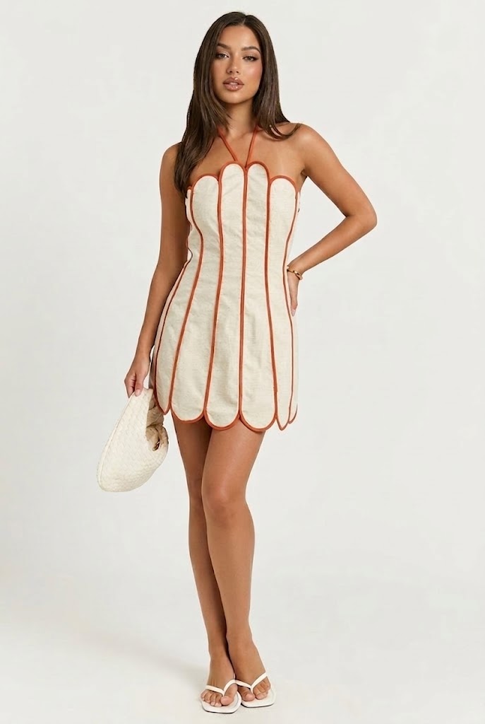 Lenny Scalloped Linen Halter Mini Dress Lithologie Co. Lenny Scalloped Linen Halter Mini Dress Lithologie Co.