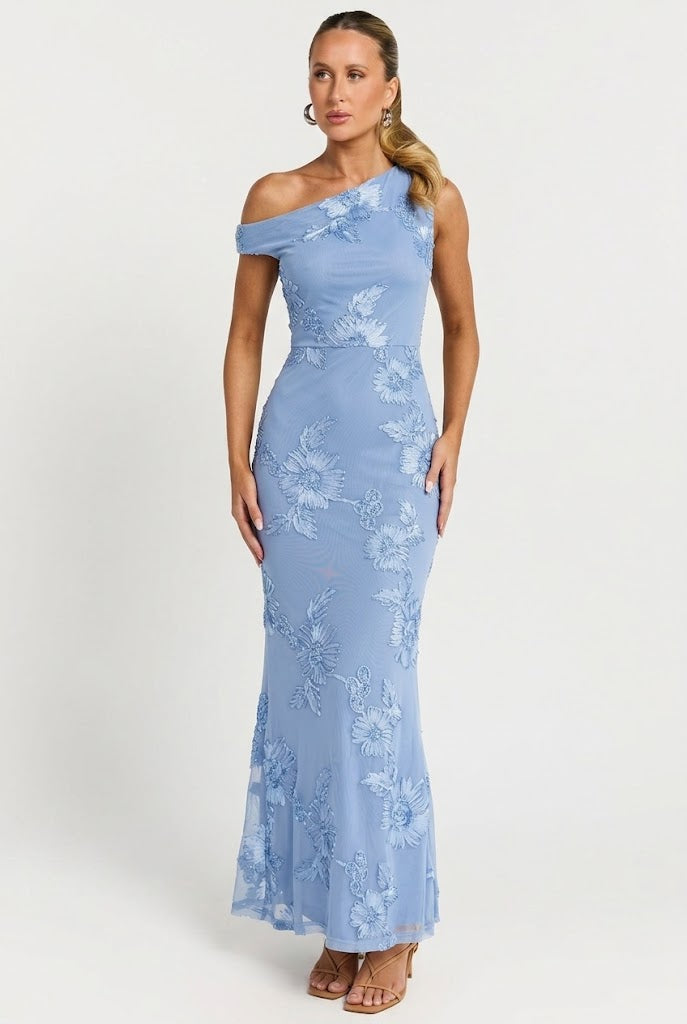 hydrangea blue bridesmaid dresses Blue Hydrangea Evening Maxi Dress Light Blue / XS