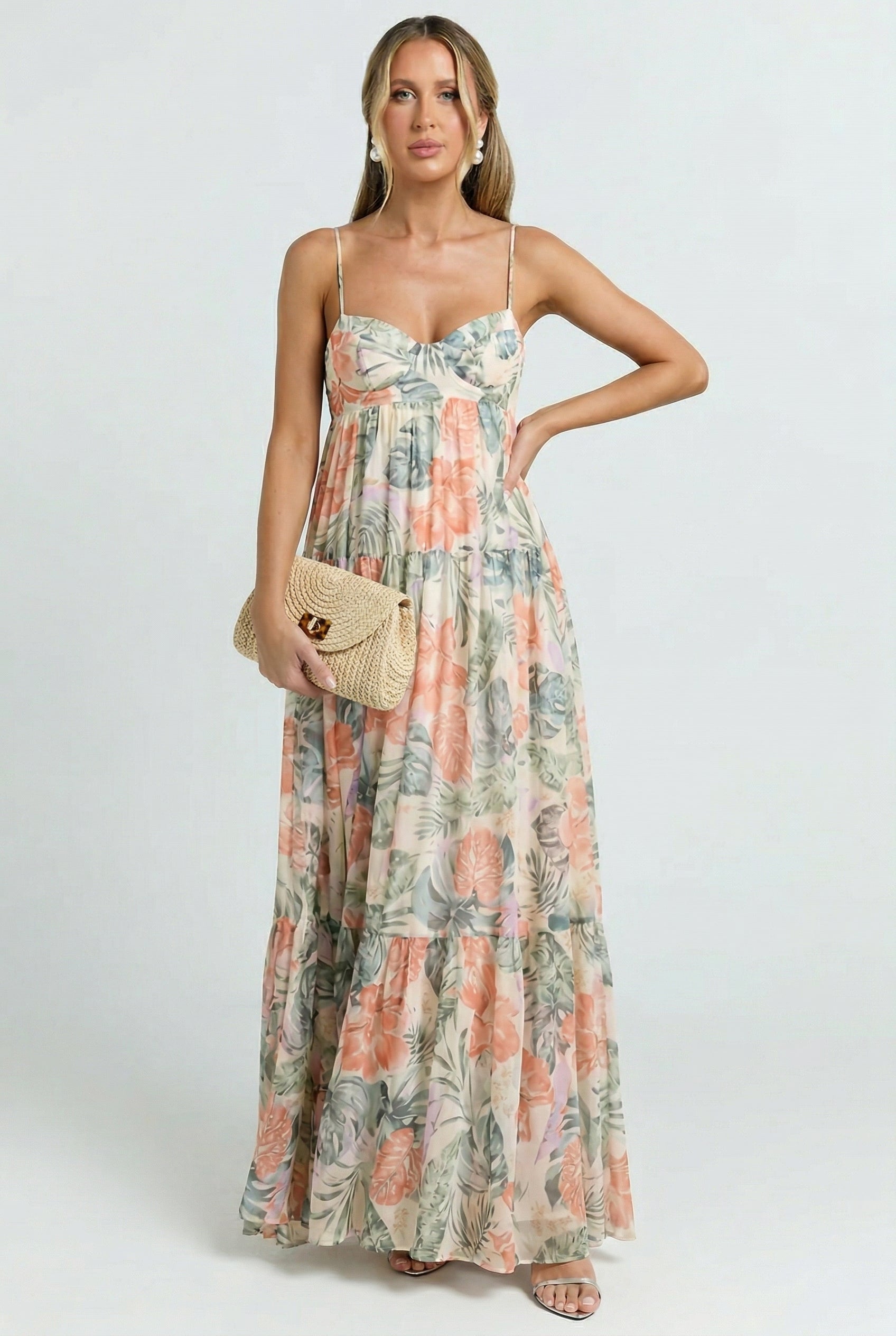 maxi floral dress pink Dusty Pink Floral Maxi Dress