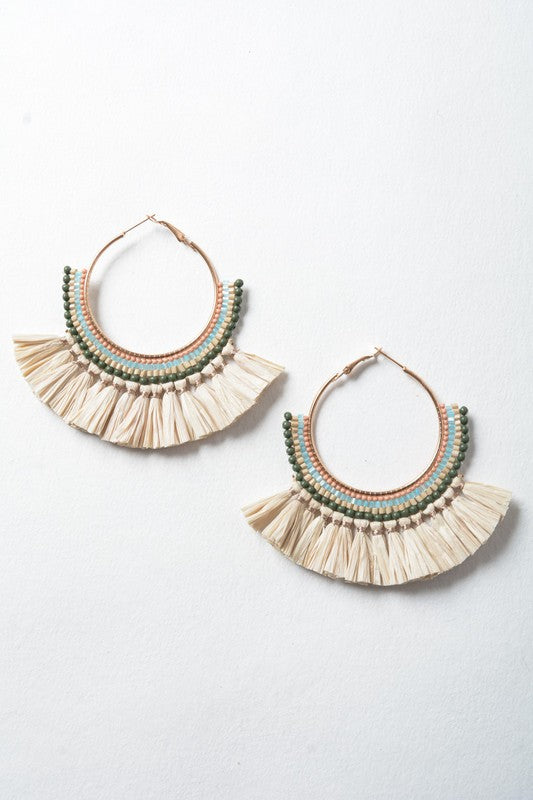 Small Raffia Hoop Earrings