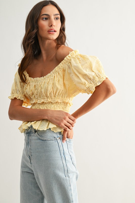 Limoncella Embroidered Peplum Blouse