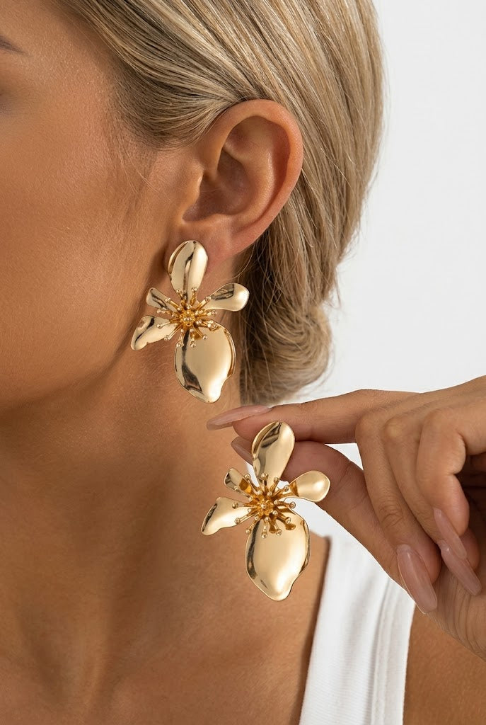 Sculpted Flower Statement Earrings