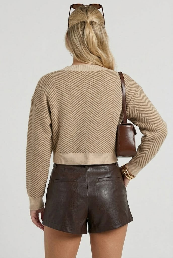 Chevron Button-Down Cardigan