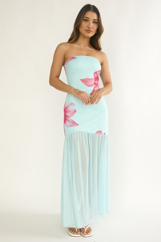 Petals in Paradise Strapless Maxi Dress