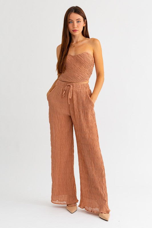 Athena Textured Wide Leg Pants - Final Sale