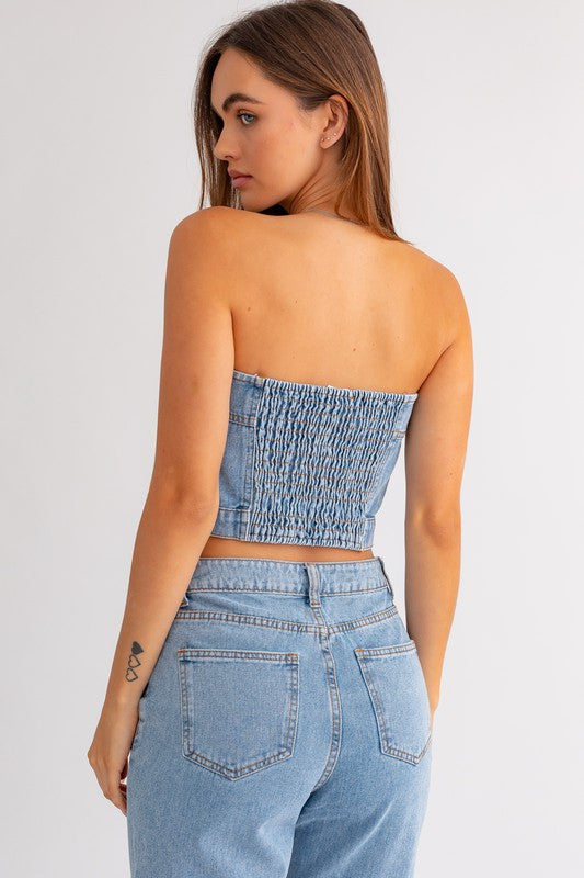 Denim Dreams Button Corset Top