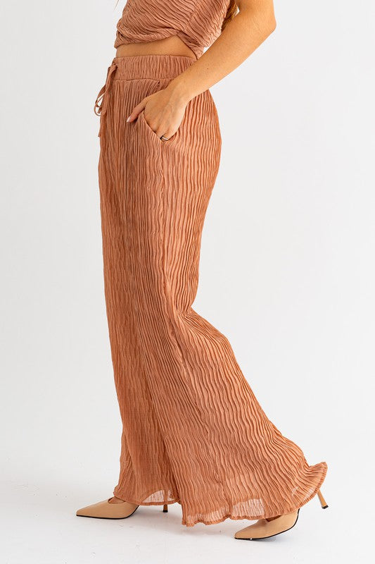 Athena Textured Wide Leg Pants - Final Sale