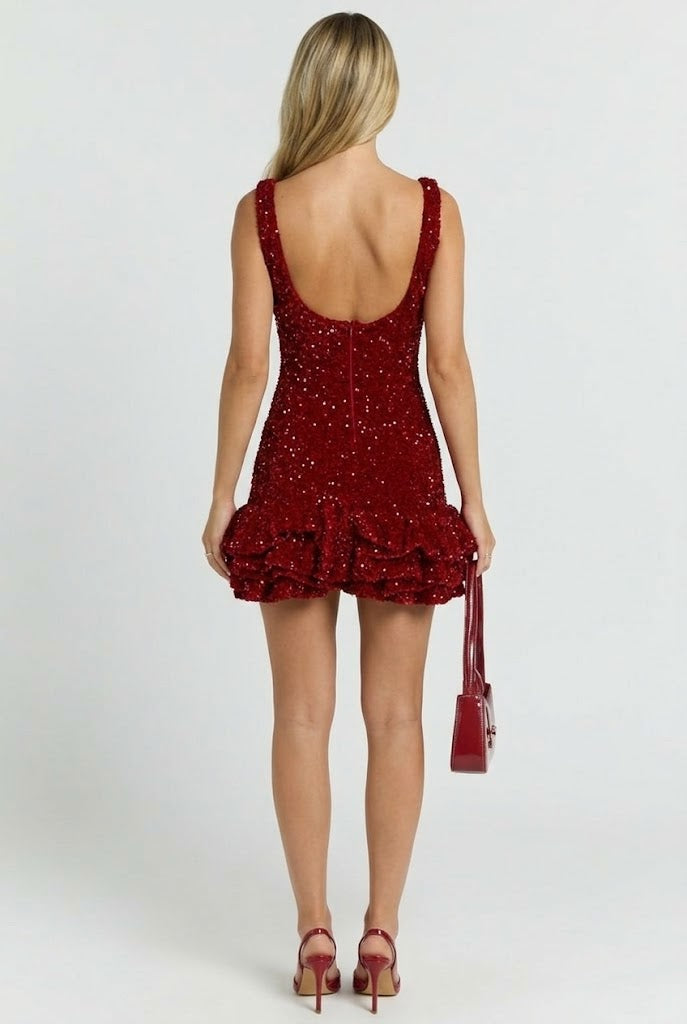 ruby sequin dress Ruby Red Sequin Pattern Evening Dress Ruby / 2