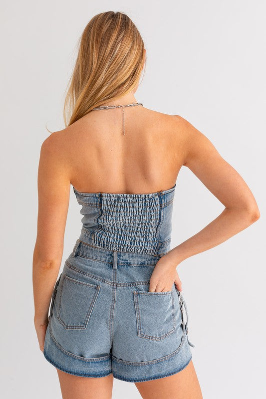 Denim Dreams Button Corset Top