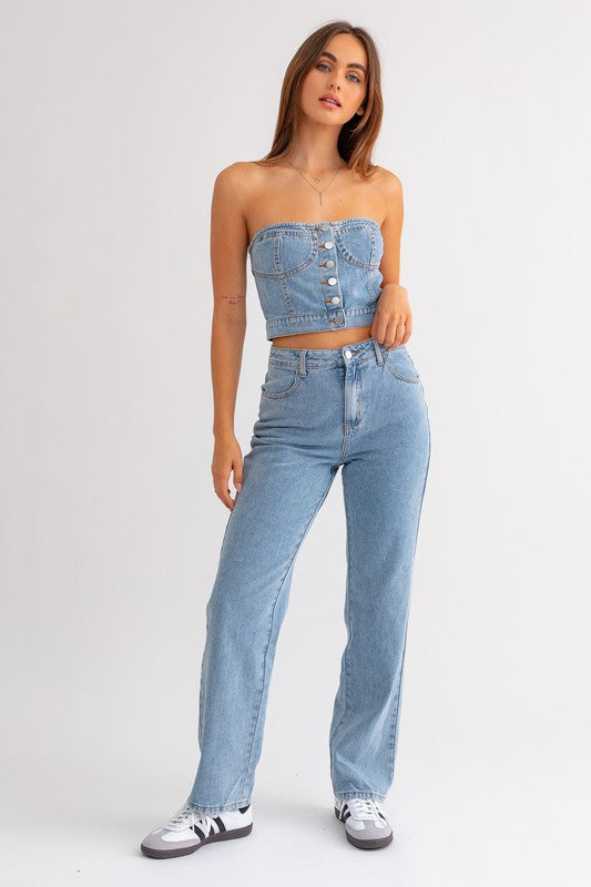 Denim Dreams Button Corset Top