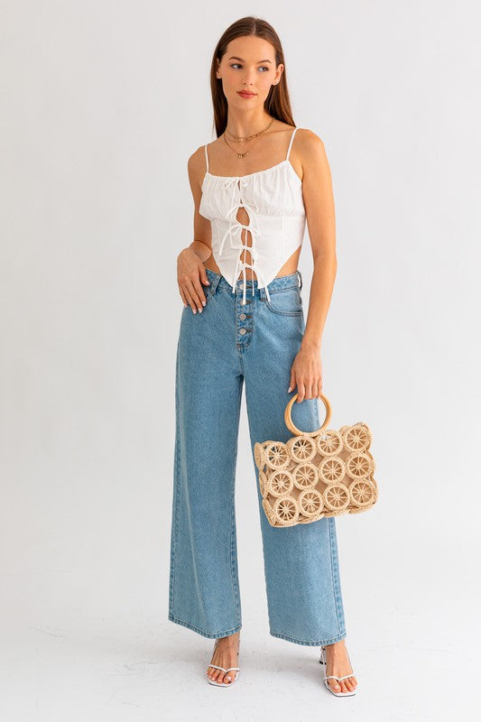 Slice Of Summer Circle Woven Straw Tote