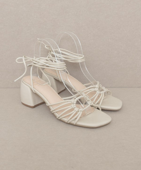 Strappy fashion lace up block heels