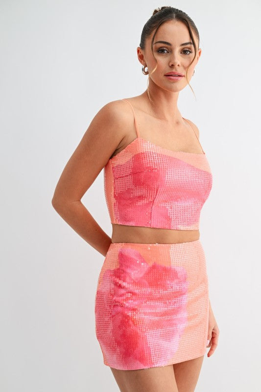 Miami Sunset Sequin Mini Skirt