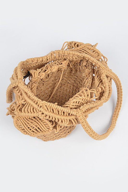 Sicily Cotton Crochet Straw Bottom Tote