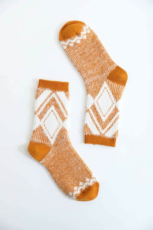 Diamond Faux Mohair Ankle Socks