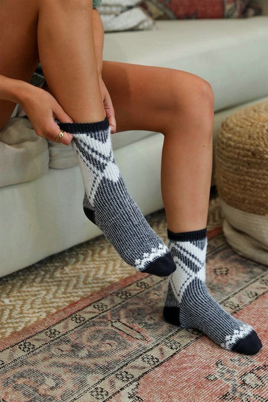 Diamond Faux Mohair Ankle Socks