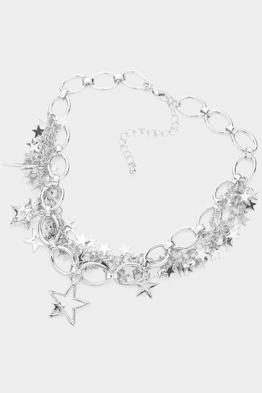 Silver Stars Choker Necklace