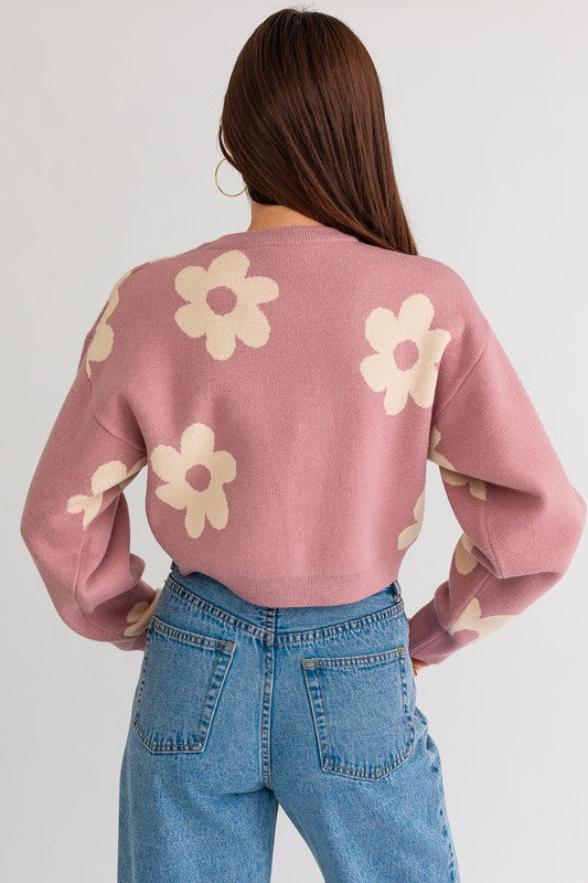 Cute As A Daisy Cropped Sweater - Final Sale