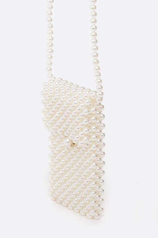 Pearl Beaded Phone Swing Bag