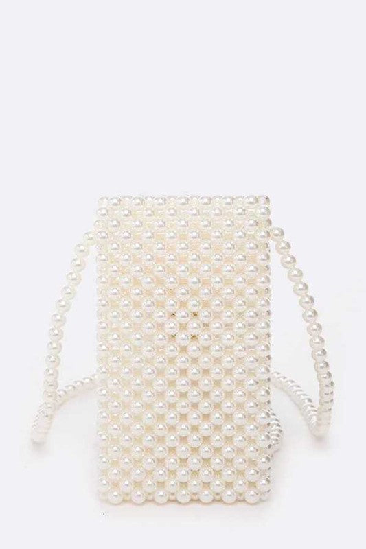 Pearl Beaded Phone Swing Bag