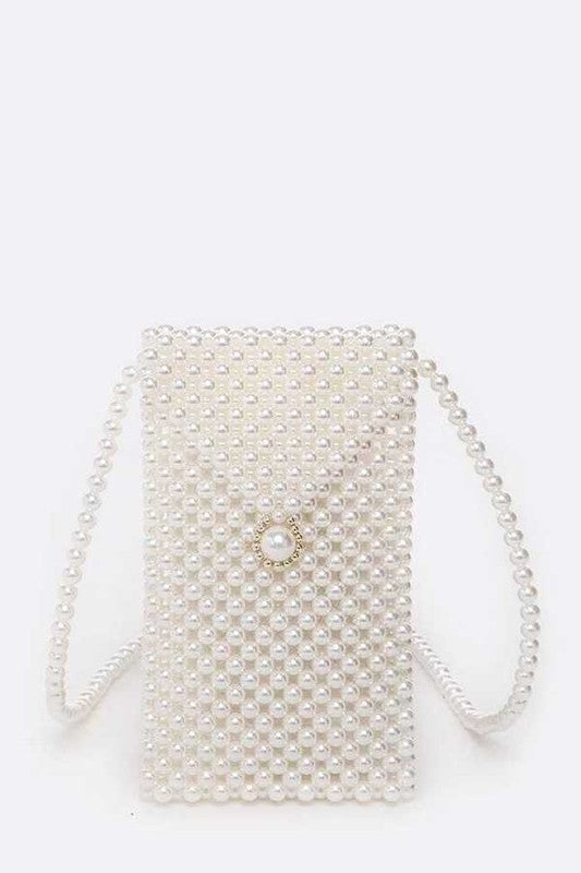 Pearl Beaded Phone Swing Bag