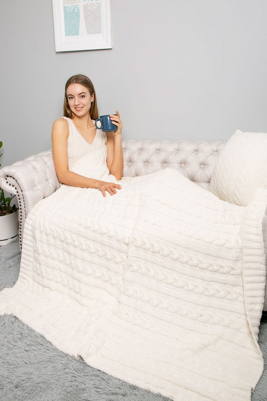 Cozy Haven Braided Cable Knit Blanket