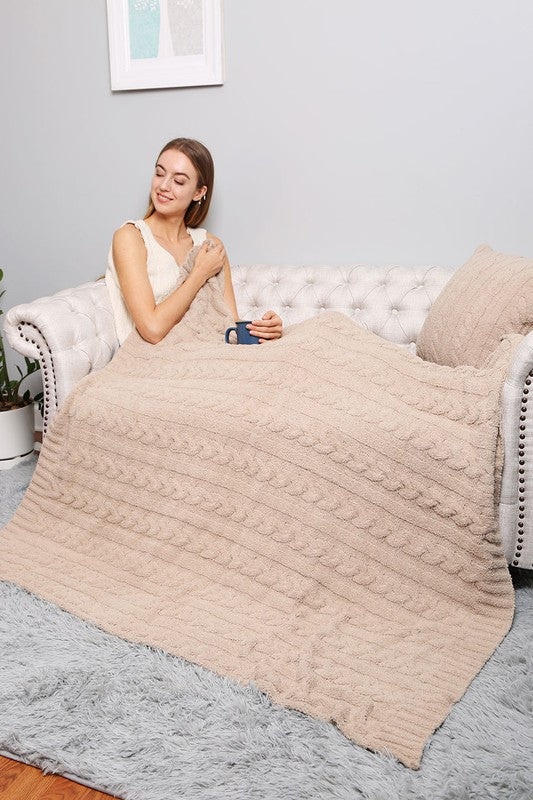 Cozy Haven Braided Cable Knit Blanket