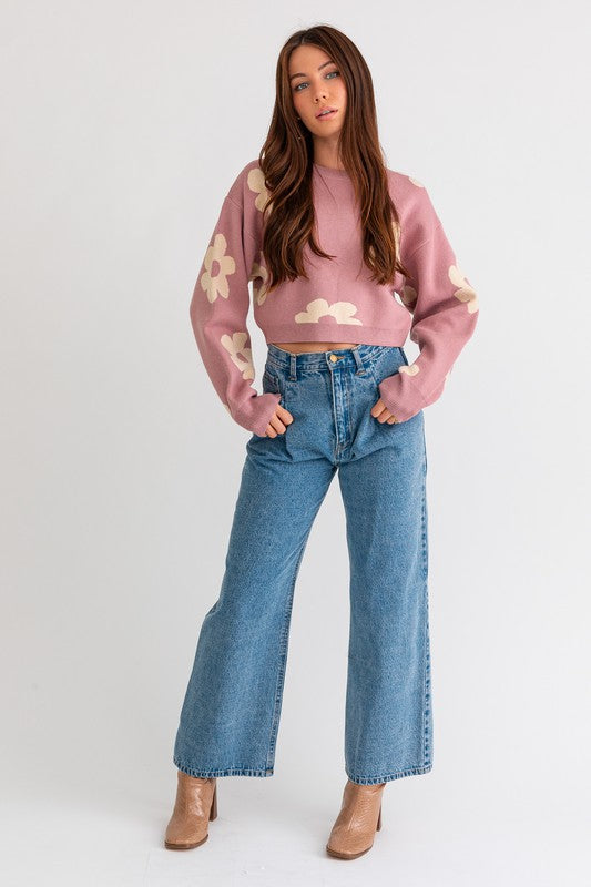 Cute As A Daisy Cropped Sweater - Final Sale