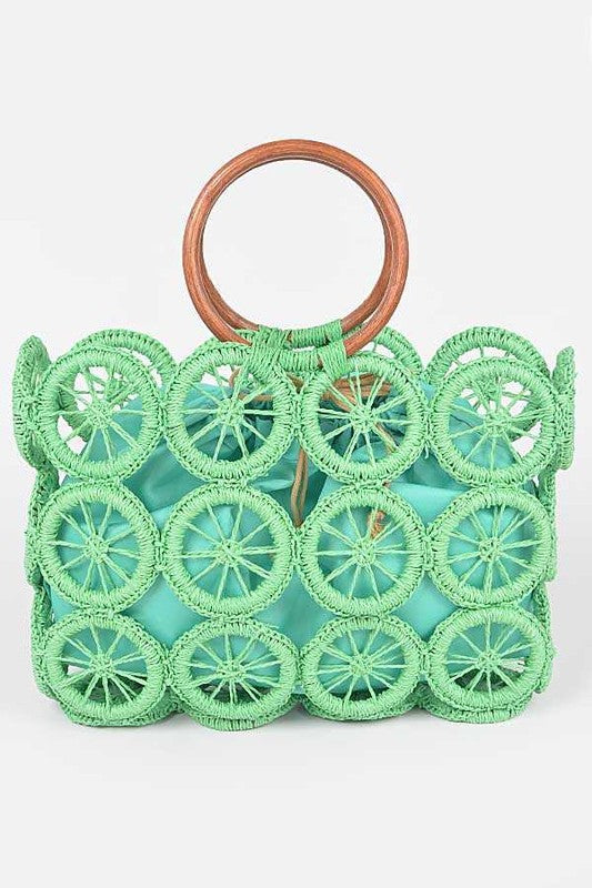 Slice Of Summer Circle Woven Straw Tote