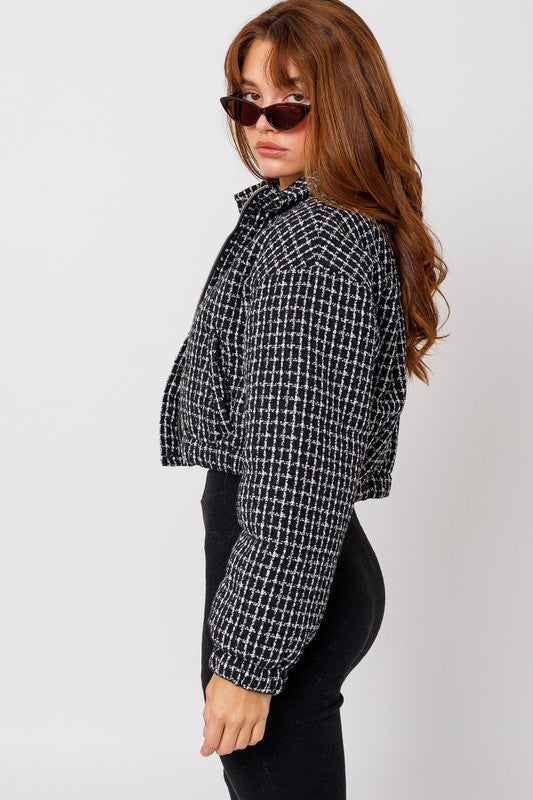 Fifth Avenue Tweed Cropped Puffer Jacket - Final Sale