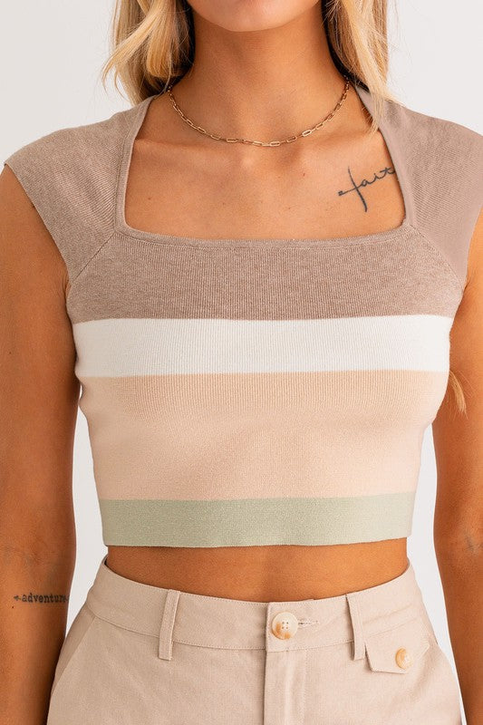 Classic Vibes Color Block Striped Sleeveless Top