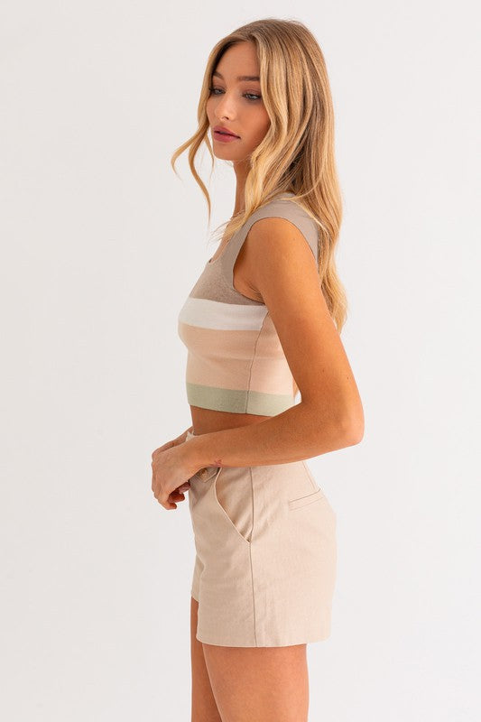 Classic Vibes Color Block Striped Sleeveless Top