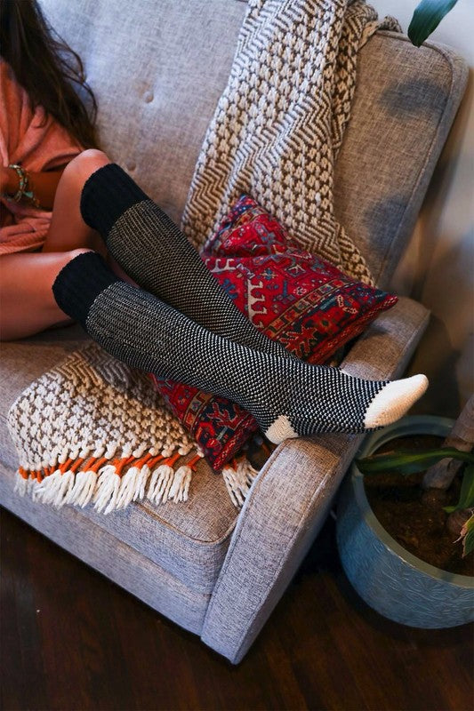 Open Work Ribbed Knit Lounge Socks