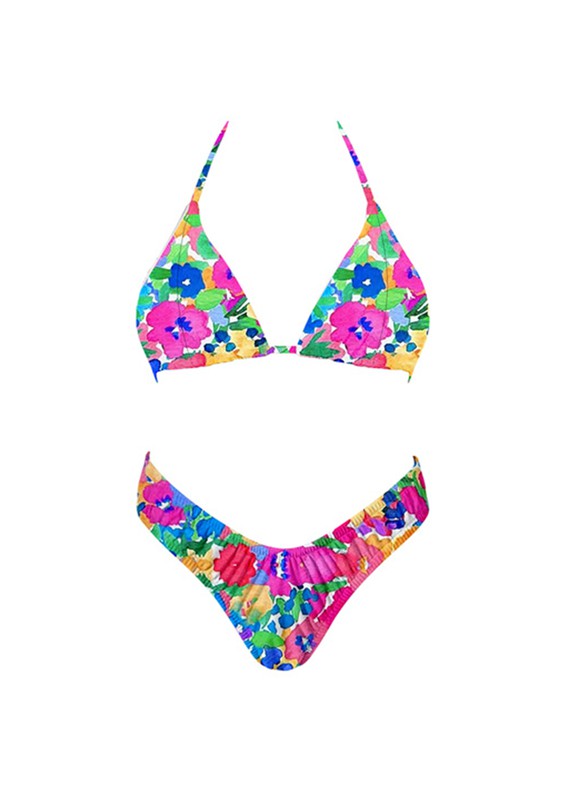 Blooming At The Beach Floral Triangle Bikini