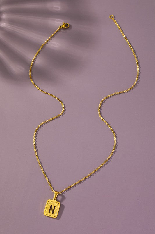 Brass Diamond Dust Initial Necklace