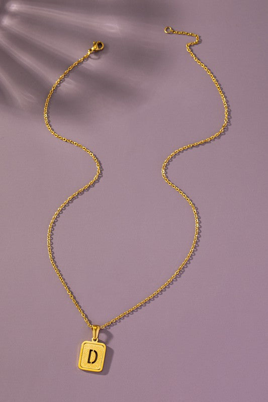 Brass Diamond Dust Initial Necklace