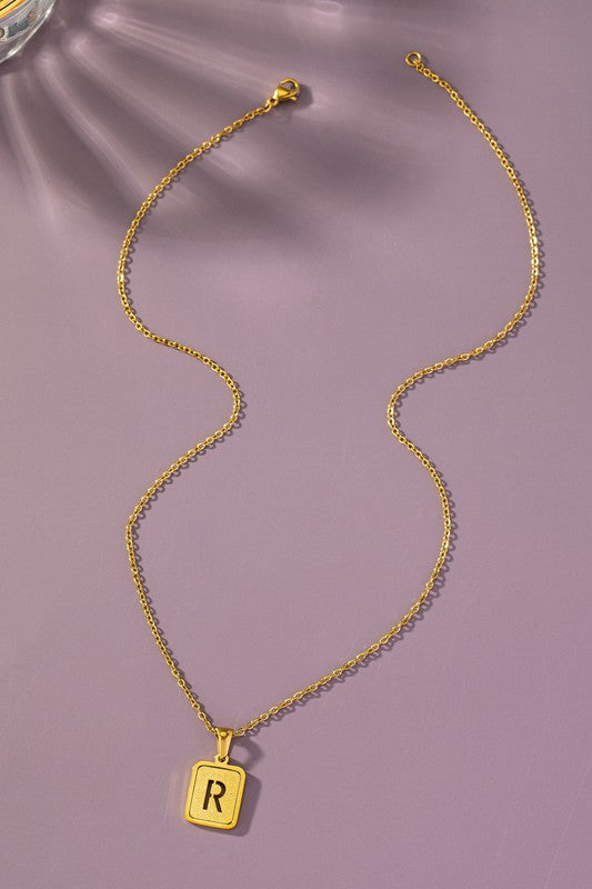 Brass Diamond Dust Initial Necklace