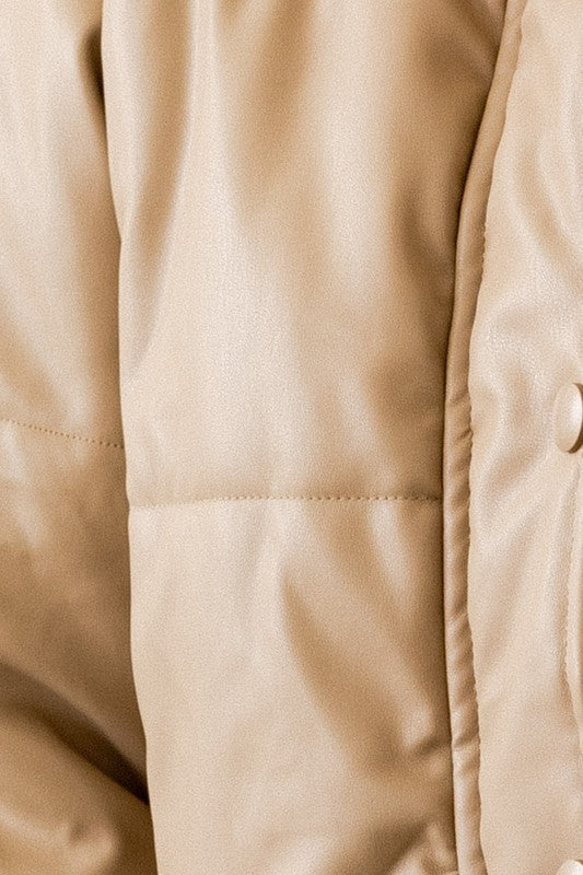 Swiss Chalet Vegan Leather Puffer Jacket
