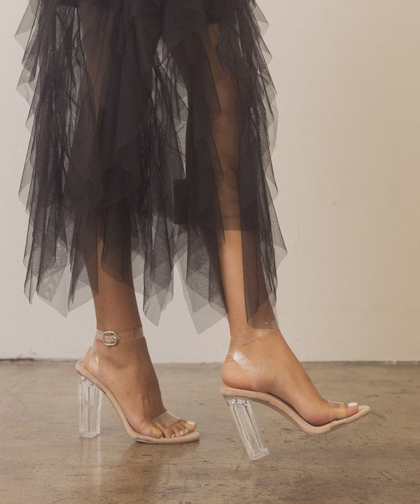 Crystal Clear Banded Heeled Sandal