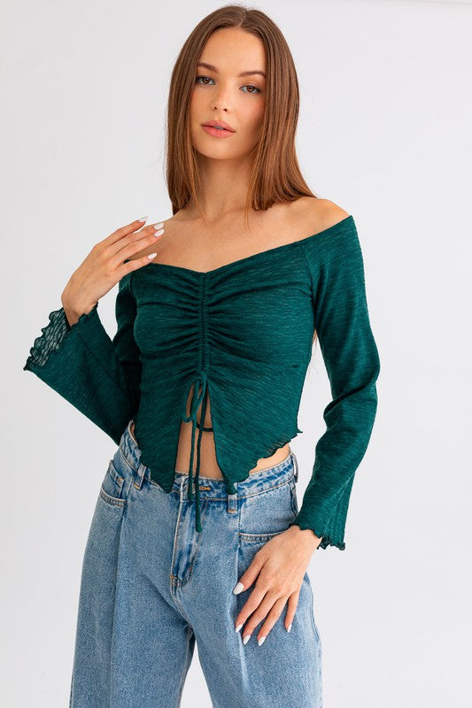 Bell Sleeve Off Shoulder Long Sleeve Top