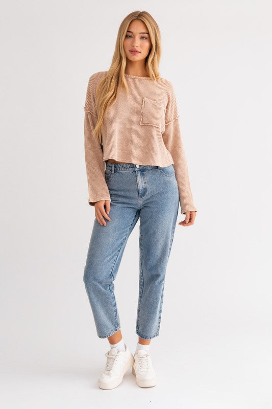 Cassie Thermal Washed Cotton Pullover Top - Final Sale