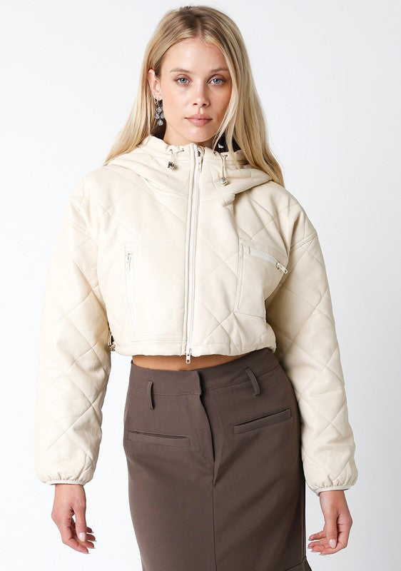 Cozy Chai Crop Puffer Jacket