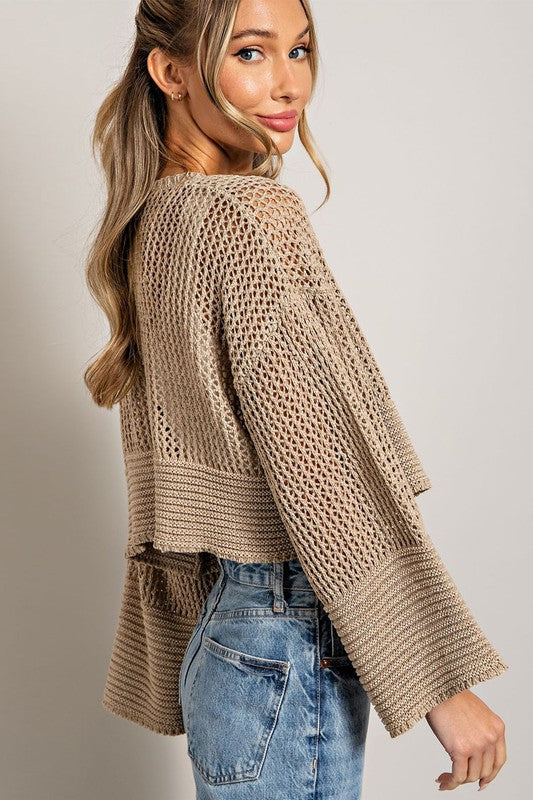 Afternoon Chill Eyelet Knit Cardigan