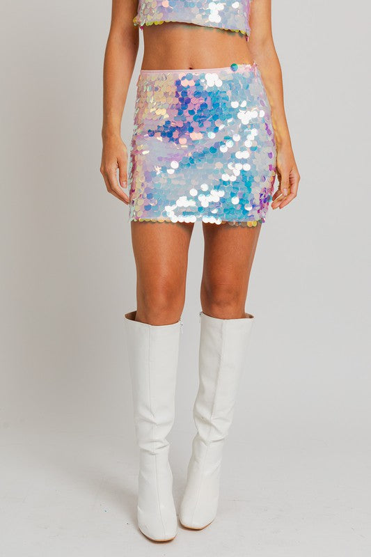 Mermaid To Dance Sequin Mini Skirt - Medium - Final Sale